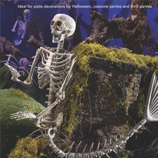 Life Size Skeleton Mermaid Halloween Outdoor Decorations Movable Posable Joints