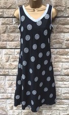 Ladies Michel Ambers Black Embroidered Linen Open Rear Lined Summer Dress UK 12