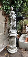 Lady Shepherdess stone garden ornament statue sheep lamb elegant plinth