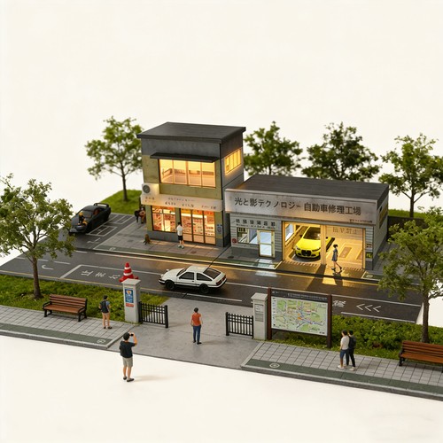 Diorama car garage model - car,
