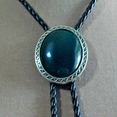 Western bolo tie - oval, dark