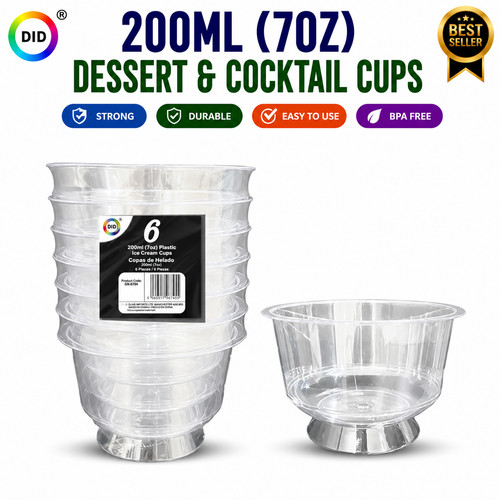 6pc reusable 200ml - 6pc, plastic