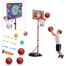 2-in-1 Portable Basketball Hoop for Kids Basketball Goal Set with 3 Mini Balls