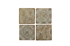 Ceramic Tile Coasters Bronze Vintage Style Set of 4 French Shabby Chic