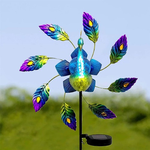 Metal peacock wind spinner - peacock,