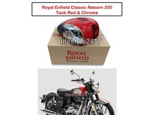 RED & CHROME PETROL GAS FUEL TANK Genuine Royal Enfield Classic Reborn 350