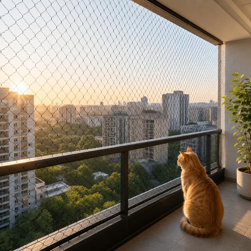Transparent cat balcony safety - balcony,