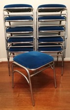 Vintage Blue Japanese Arcade Game Center Candy Cabinet Stool Chair