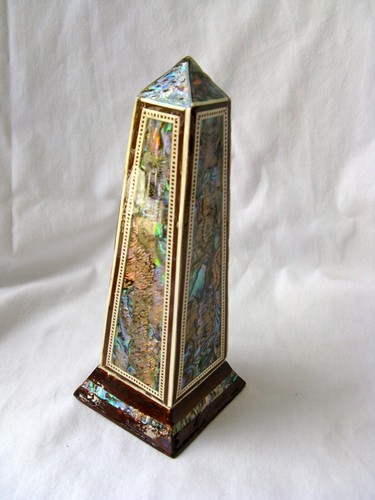 Egyptian wooden obelisk inlaid - obelisk,