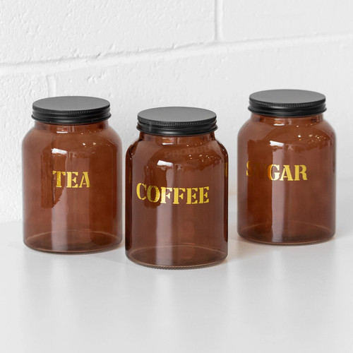 Amber glass tea coffee sugar - amber,