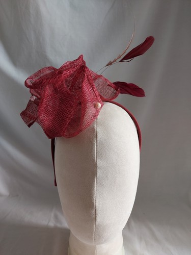 Handmade red burgundy sinamay - burgundy,