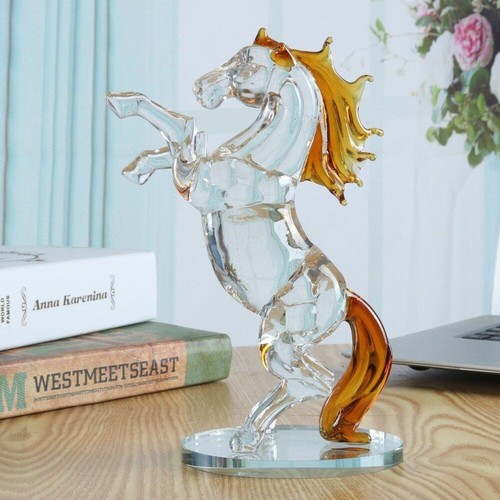 Crystal horse figurine rearing - horse,