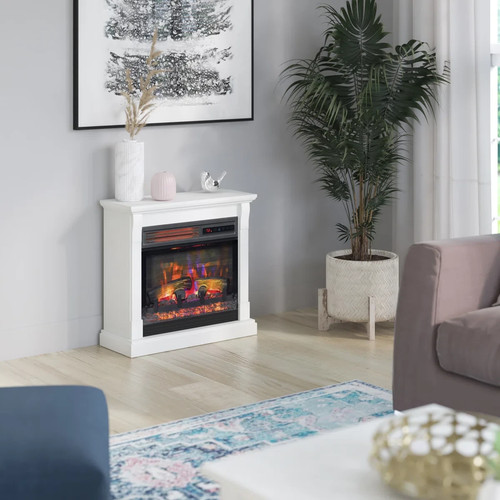 White electric fireplace - white,