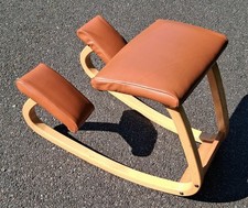 STOKKE VARIER VARIABLE BALANS KNEELING STOOL HEALTH CHAIR LEATHER BROWN