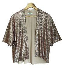 Oasis Rose Gold Sequin Kimono/Bolero Size Small Very Good Condition