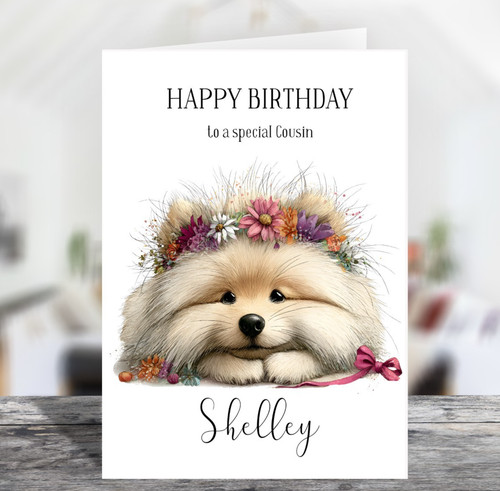 Pomeranian puppy birthday card - birthday,