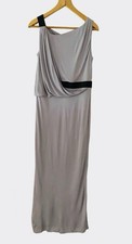Ossie Clark Maxi Dress Silver Grey Black Sleeveless Occasion Ball Cruise Size M