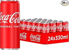 Coca Cola Can, Original Taste 330 ml (Pack of 24) Fizzy Pop Soft Drink