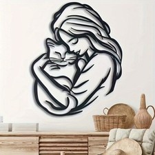 Girls and Cat Metal Wall Art