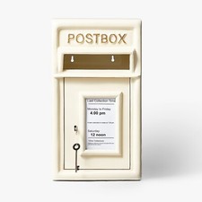 Classic Ivory Cast Iron Post Box | Lockable Letterbox | Rustproof Optional Mount