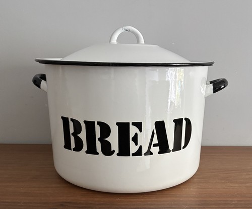 Vintage large enamel bread bin - enamel,