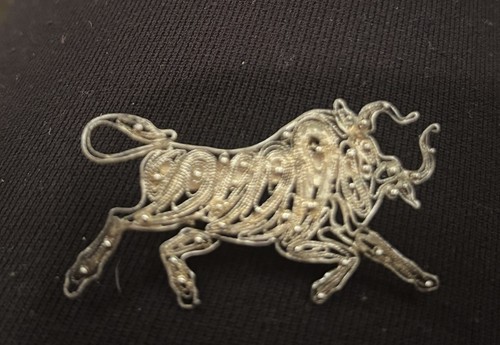 Vintage silver filigree bull - filigree,