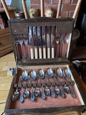 Firth Brearley Vintage Stainless Steel Cutlery Set With Wooden Case