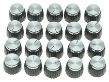 20pcs Guitar AMP Amplifier Knobs Black w/ Silver Cap Push on Knob for Marshall