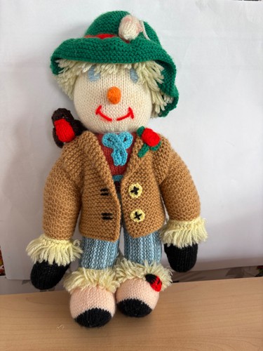 Hand knitted scarecrow - knitted,