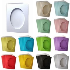 Oval Aperture Small Tri-Fold Card Blanks 5 Pack 84x58mm Cut Out Cross Stitch