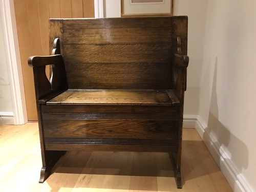 Antique oak monks bench seat - oak,