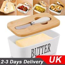 Ceramic french butter dish with lid knife holder container insulated storage box