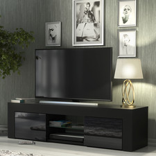 130cm TV Unit Sideboard Cabinet | Cupboard TV Stand | Black High Gloss Doors