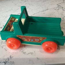 Vintage Fisher Price Little People Green Truck for Camper Van