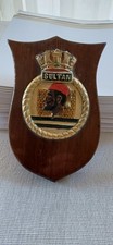HMS Sultan RN Ships Crest Plaque , Hand-Painted, Solid Wood Mount, 359g 6" X 4"