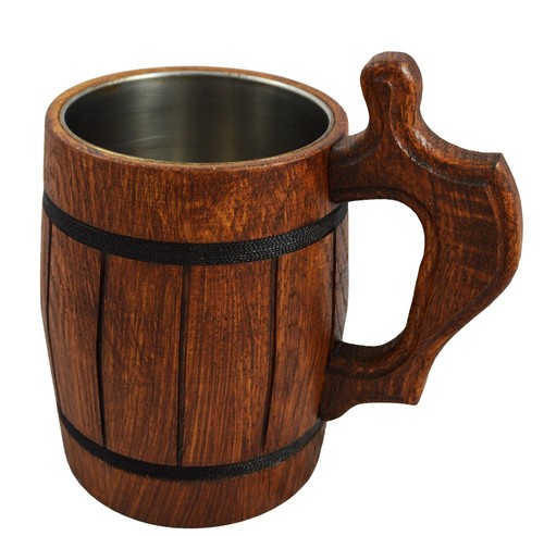 Wooden oak beer mug - oak, cup