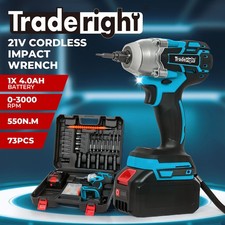 Traderight 21V Brushless Impact Wrench Drill 1/2" Rattle Gun 4.0Ah Battery Kit