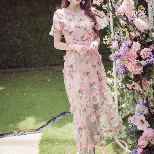 Lace fabric organza pink - fabric,