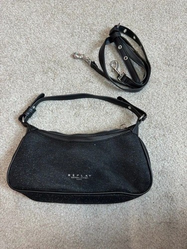 Replay black glitter baguette - glitter,