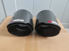 2 GLOSS BLACK CARBON FIBRE AKRAPOVIC EXHAUST TIPS 4” UNIVERSAL TAILPIPE