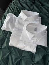 2 White Short Sleeve Men’s Pilot Shirts Size 20”