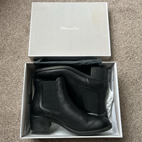 Tamaris black leather - leather, boots