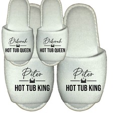 Hot Tub Spa Slippers Personalised King Queen - Party Hotel Sauna Mens Ladies