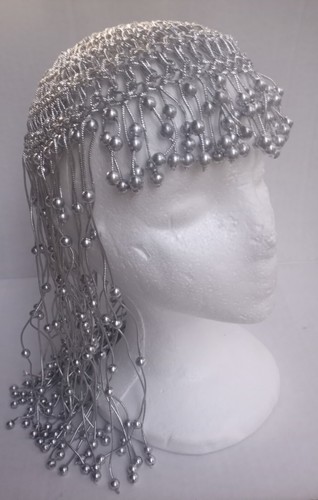 Silver metallic beaded - beaded, hat