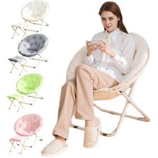Folding Saucer Foldable Moon Chair with Footrest Ottoman  Padded Seat Camping