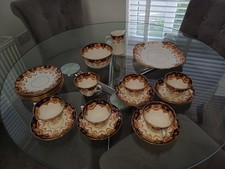 14 Pc Antique Royal Albert Crown Bone China Imari Pattern Tea Set, c. 1920