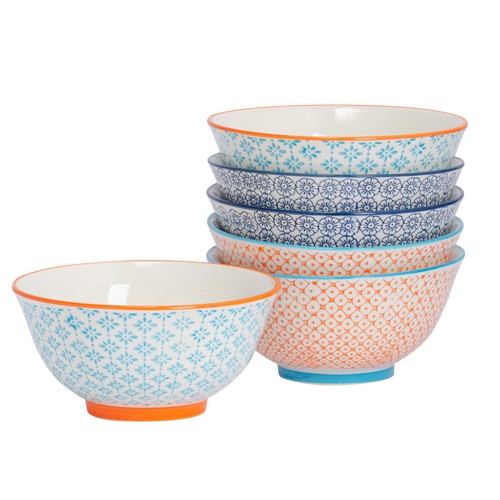 Hand printed cereal bowls - hand-printed,