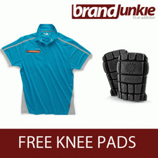SCRUFFS BLUE ACTIVE PRO ZIP POLO Hardwearing Work Shirt + FREE KNEE PADS