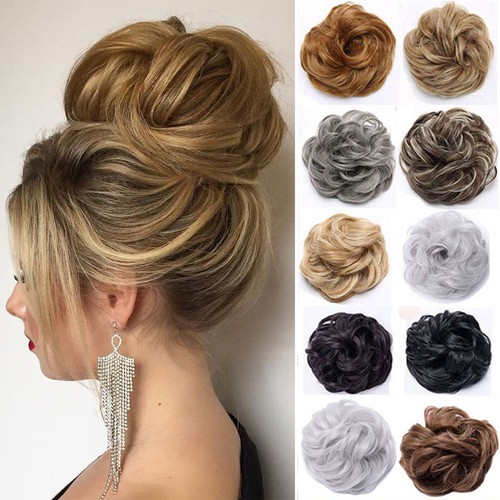 Real natural curly messy bun - real,