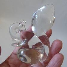 Wedgwood Lilliput small squirrel paperweight sculpture, 70s clear glass figurine